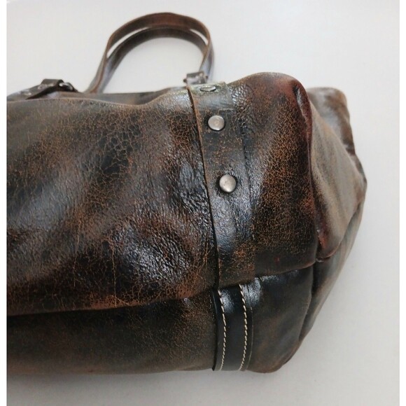 Patricia Nash Benvenuto Bark Brown Distressed Italian Leather Lg Tote Studs - Picture 6 of 11